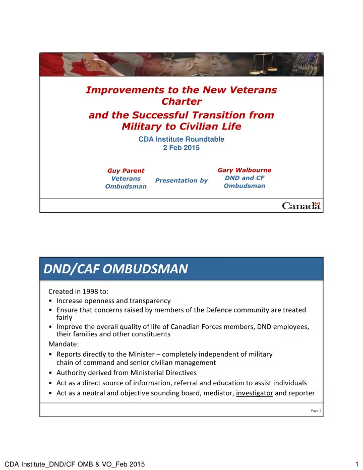 dnd caf ombudsman