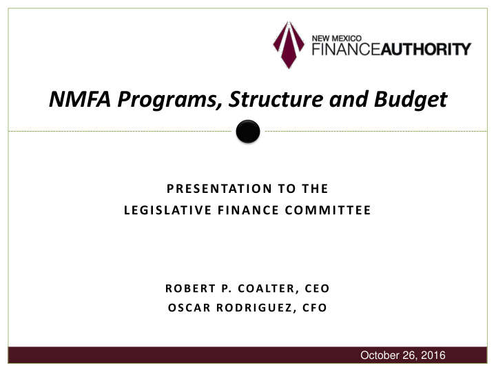 nmfa programs structure and budget