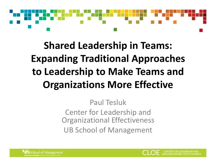 shared leadership in teams expanding traditional