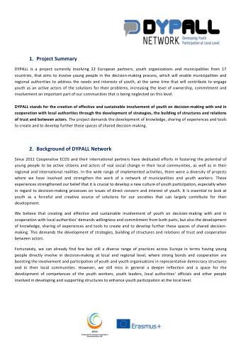 1. Project Summary  DYPALL is a project currently involving 22 European partners, youth