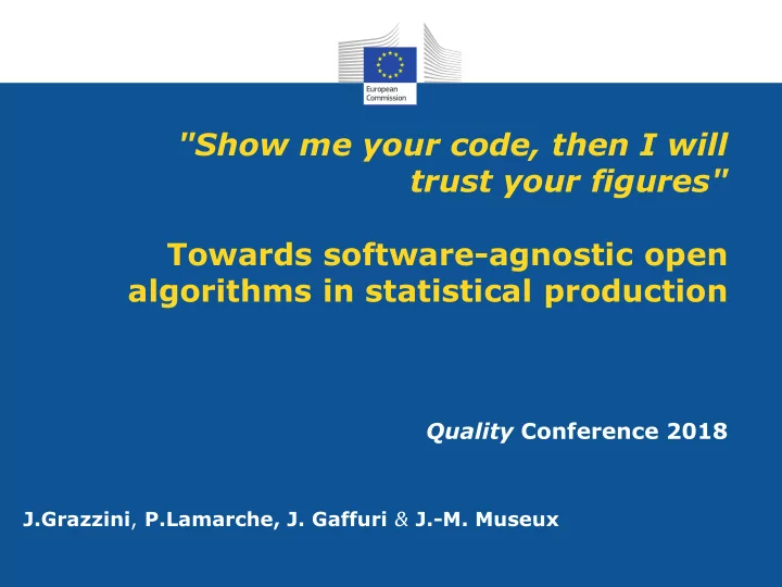 quality conference 2018 j grazzini p lamarche j gaffuri j