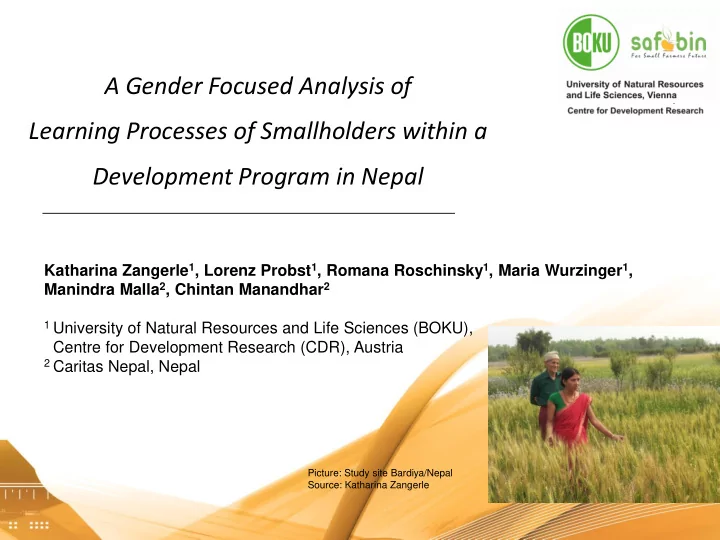 a gender focused analysis of learning processes of