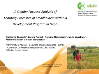 A Gender Focused Analysis of  Learning Processes of Smallholders within a  Development Program in