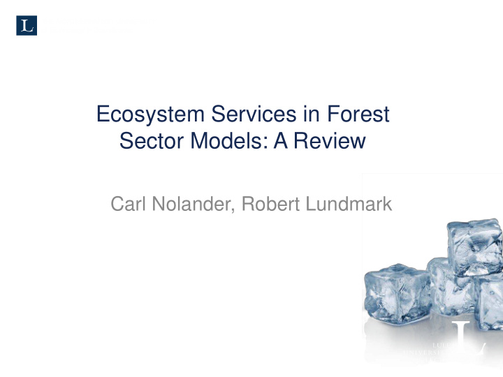 ecosystem services in forest sector models a review