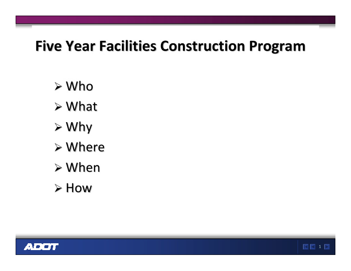 five year facilities construction program five year