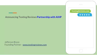 Announcing Texting Reviews Partnership with AIHP  Jefferson Bryce  Founding Partner -