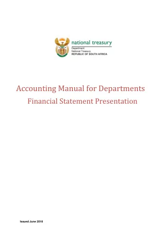 Accounting Manual for Departments Financial Statement Presentation Issued June 2018  Financial