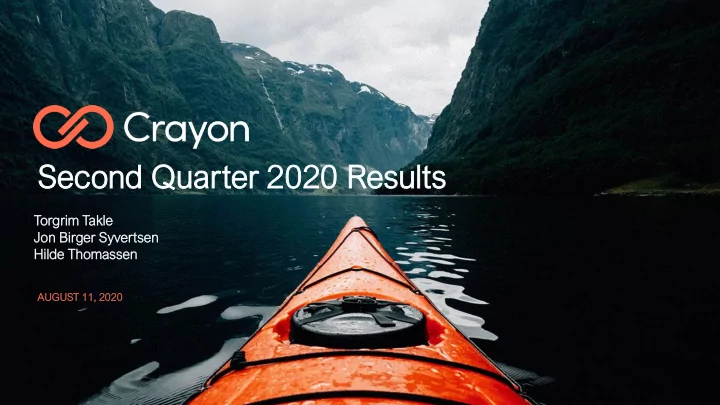 second cond quar uarter er 20 2020 20 r results sults