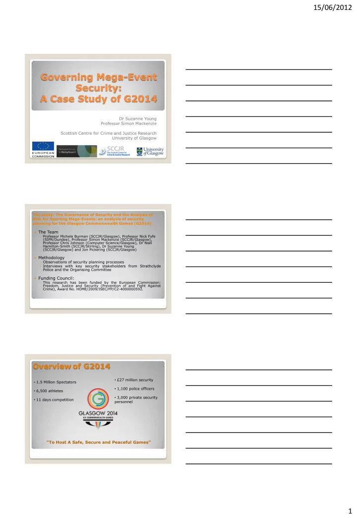 governing mega event security a case study of g2014