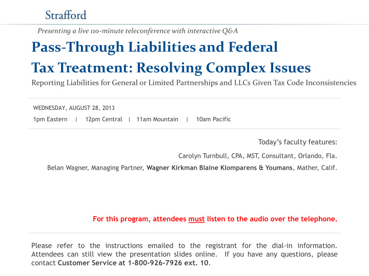 pass through liabilities and federal tax treatment