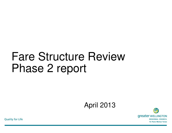 fare structure review phase 2 report