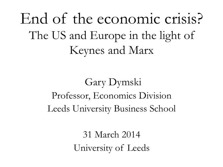 considerations about the crisis