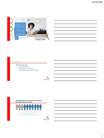 11/15/2018  Student Refi 101  A money-saving guide to  assisting your students with  loan