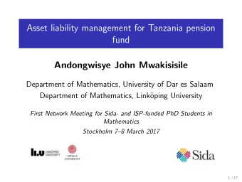 Asset liability management for Tanzania pension  fund  Andongwisye John Mwakisisile  Department of