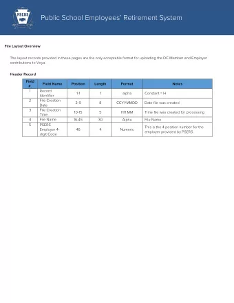 Public School Employees Retirement System  File Layout Overview  The layout records provided in