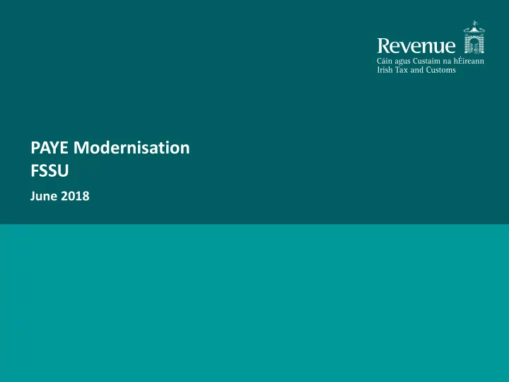 paye modernisation fssu