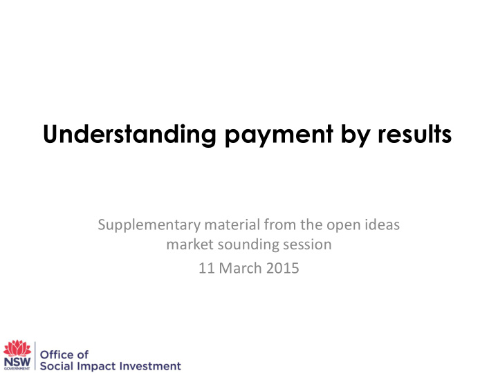 understanding payment by results