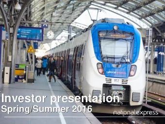 Investor presentation  Spring/Summer 2016  Cautionary statement  This Review is intended to focus