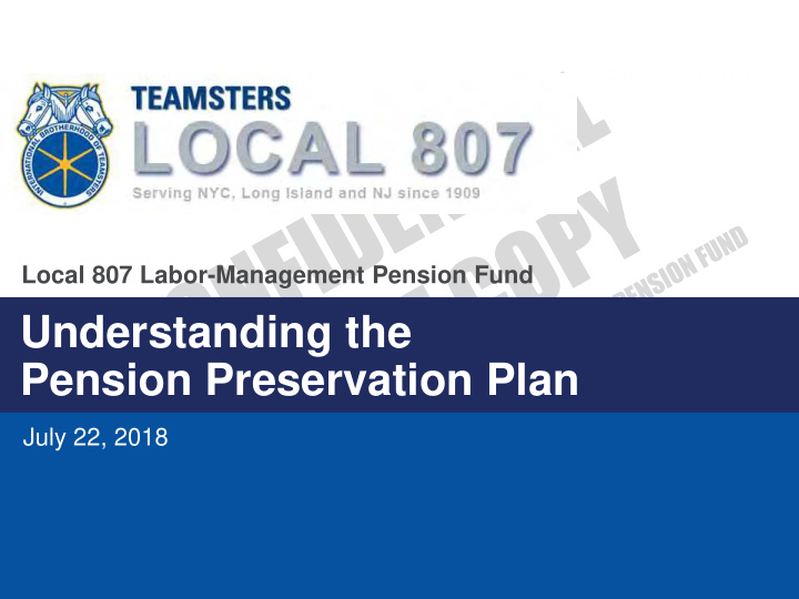 understanding the pension preservation plan