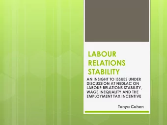 STABILITY  AN INSIGHT TO ISSUES UNDER  DISCUSSION AT NEDLAC ON  LABOUR RELATIONS STABILITY,  WAGE