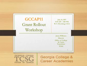 GCCAP11  July 14, 2017 9:30 AM  3:00 PM  Grant Rollout  W. S. Hutchings CCA  Workshop  Jenny