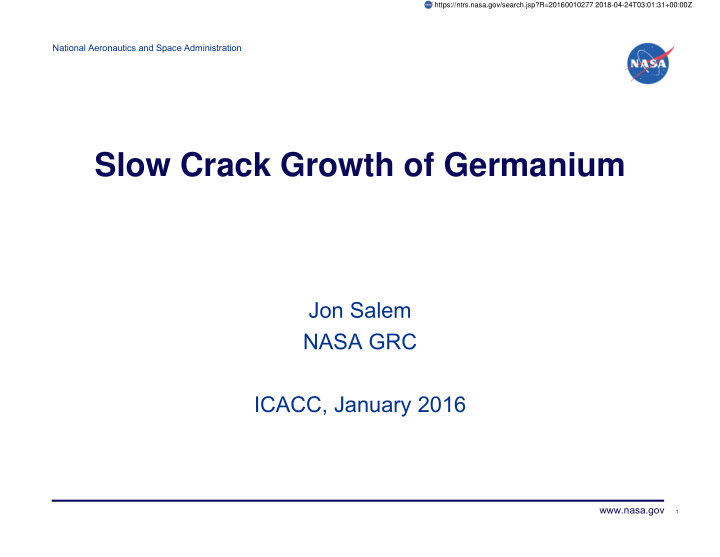 slow crack growth of germanium