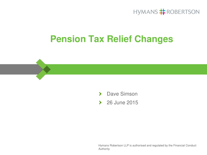 pension tax relief changes