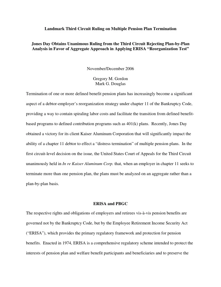 landmark third circuit ruling on multiple pension plan