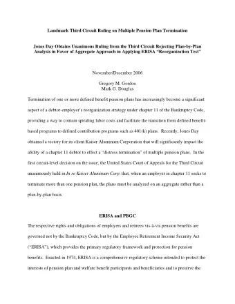 Landmark Third Circuit Ruling on Multiple Pension Plan Termination  Jones Day Obtains Unanimous