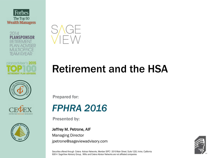 retirement and the hsa