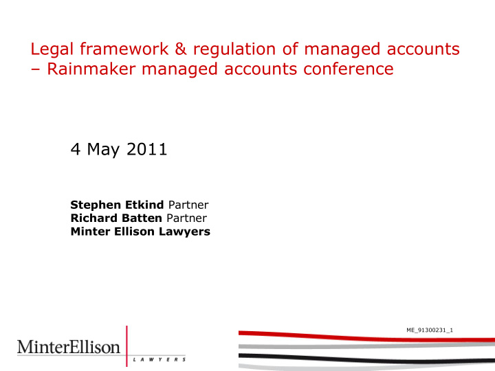 legal framework regulation of managed accounts rainmaker