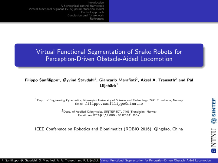 virtual functional segmentation of snake robots for