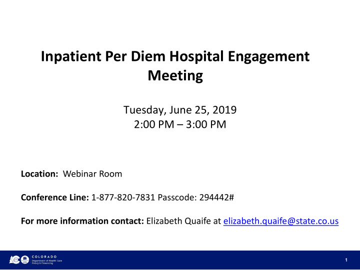 inpatient per diem hospital engagement meeting