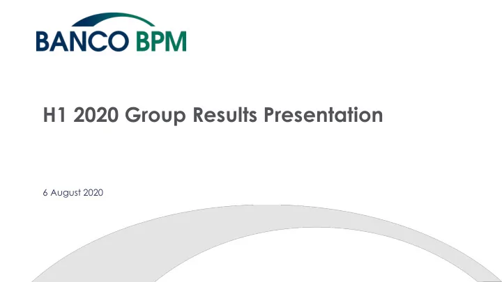 h1 2020 group results presentation