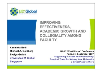 IMPROVING  IMPROVING  EFFECTIVENESS,  EFFECTIVENESS,  ACADEMIC GROWTH AND  ACADEMIC GROWTH AND