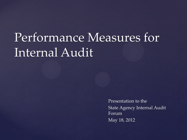 performance measures for