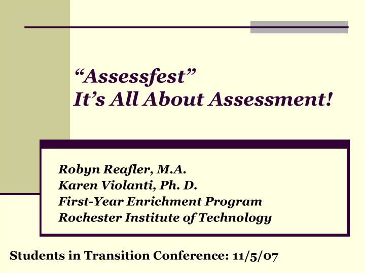 assessfest it s all about assessment