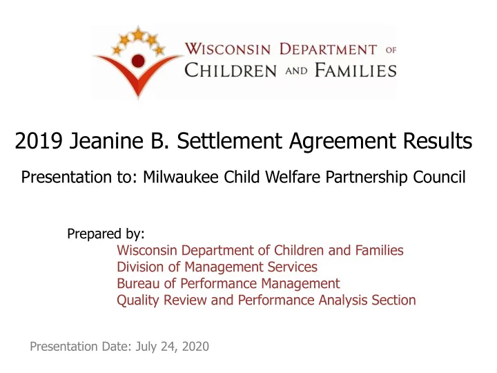 2019 jeanine b settlement agreement results