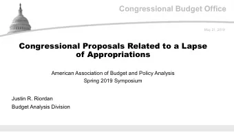 Congressional Budget Office  May 21, 2019  Congressional Proposals Related to a Lapse  of