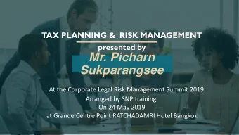 Mr. Picharn  Sukparangsee  At the Corporate Legal Risk Management Summit 2019  Arranged by SNP