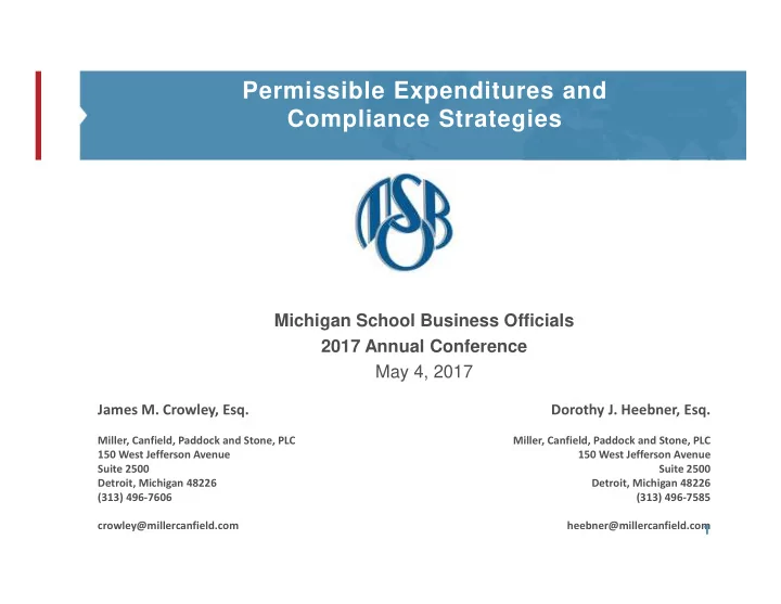 permissible expenditures and compliance strategies