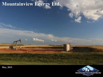 Mountainview Energy Ltd.  May, 2015  1  Confidential  Confidential  Reader Advisory