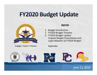June 11, 2019 Budget Introduction Budget Priorities (BOE, Community and Leadership) and Initiatives
