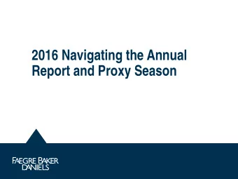 2016 Navigating the Annual  Report and Proxy Season  2016 Governance Hot Topics  Doug Wright  Look