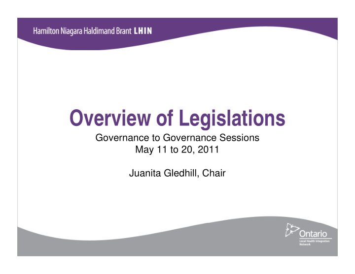 overview of legislations overview of legislations