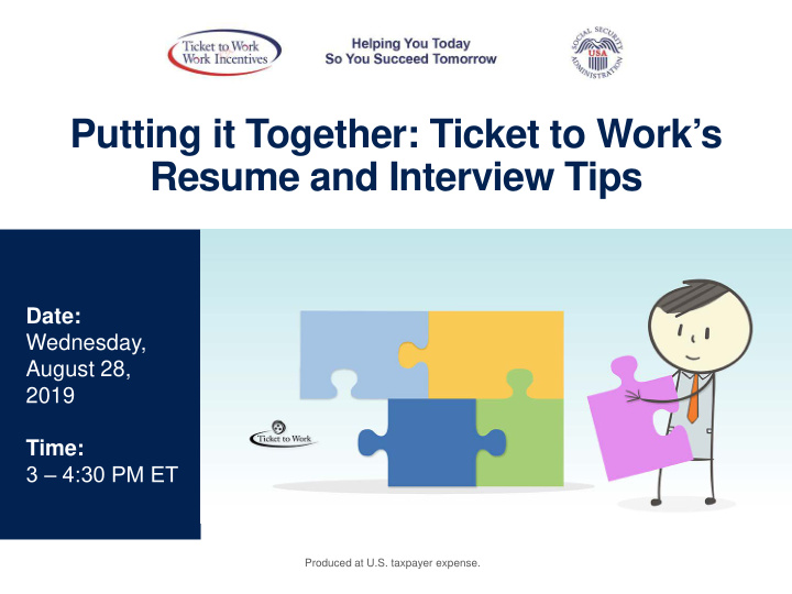 putting it together ticket to work s resume and interview