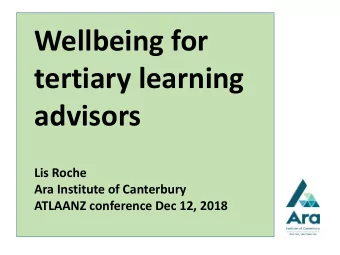 tertiary learning  advisors  Lis Roche  Ara Institute of Canterbury  ATLAANZ conference Dec 12,