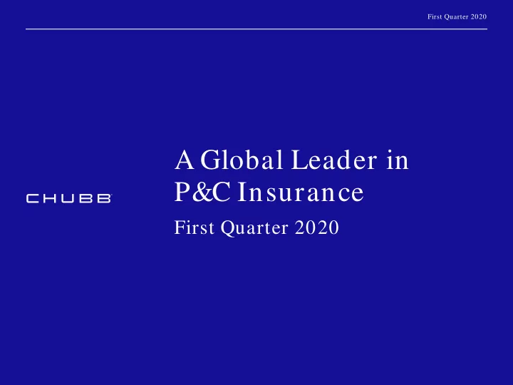 a global leader in p c insurance