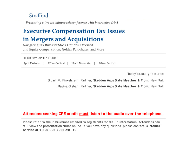 executive compensation tax issues in mergers and