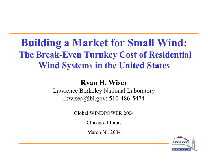 building a market for small wind